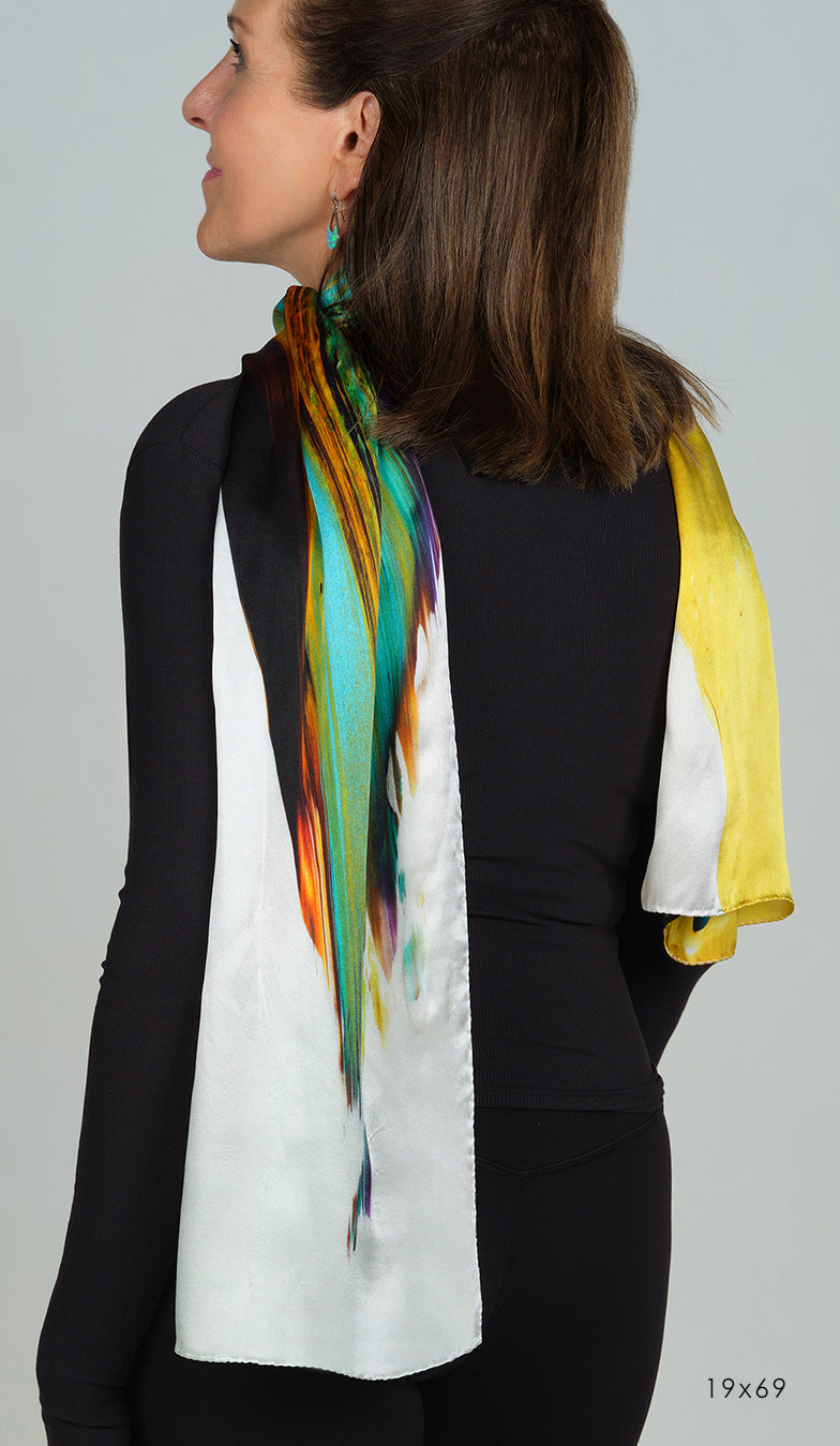 Oneness l satin silk scarf, made in Italy