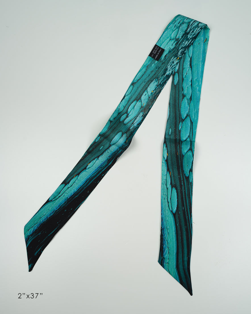aquarius lll satin silk scarf, made in Italy