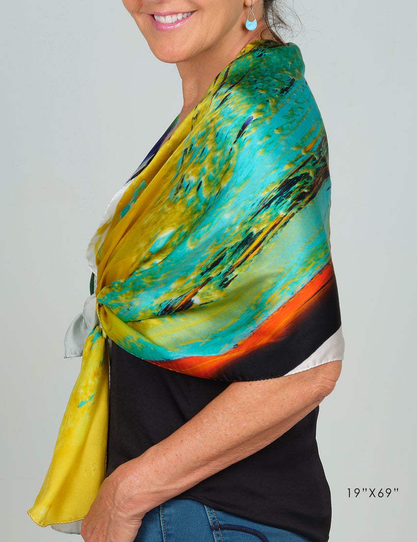 Oneness l satin silk scarf, made in Italy
