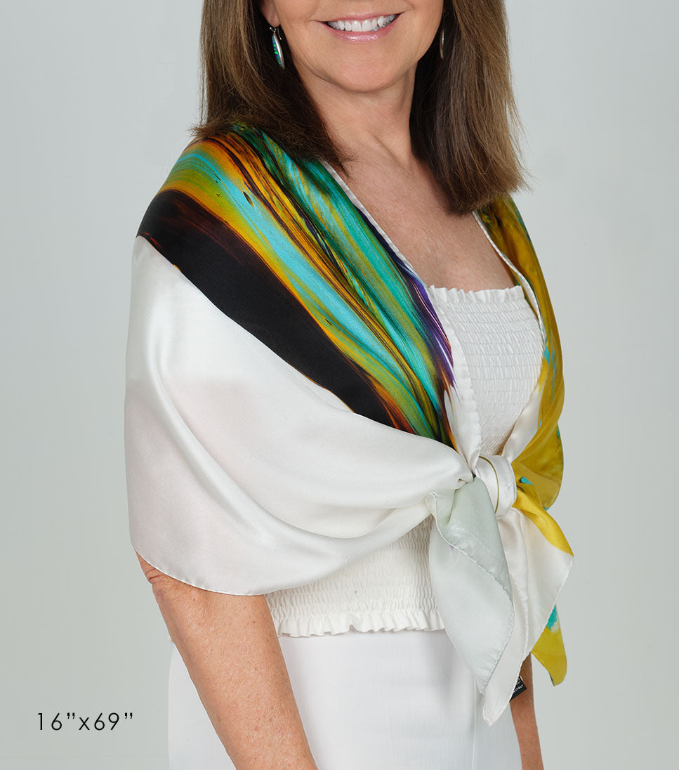 Oneness l satin silk scarf, made in Italy