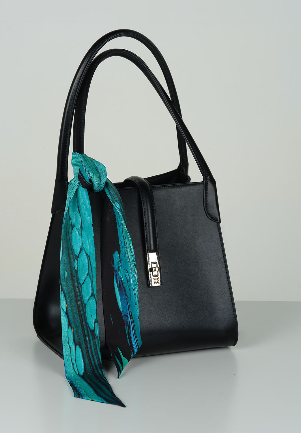 aquarius lll satin silk scarf, made in Italy